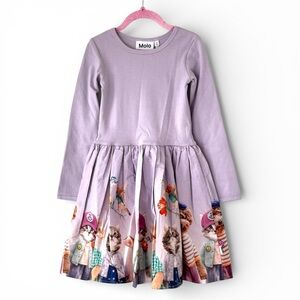Molo Casie Dress Lavender Long Sleeve Animal Cuties Organic NWT 5/6